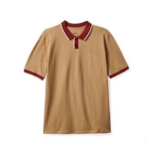 BRIXTON PROPER POLO SHIRT SAND BERRY SIZE: M NWT